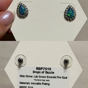 Emerald Fire Opal Earrings